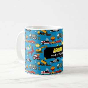 Taza De Café Libros Cómic Camiones Coches Vehículos Aviones