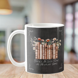 Taza De Café Libros con flores y citas en pizarra negra