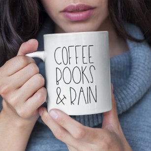 Taza De Café Libros de café y lluvia