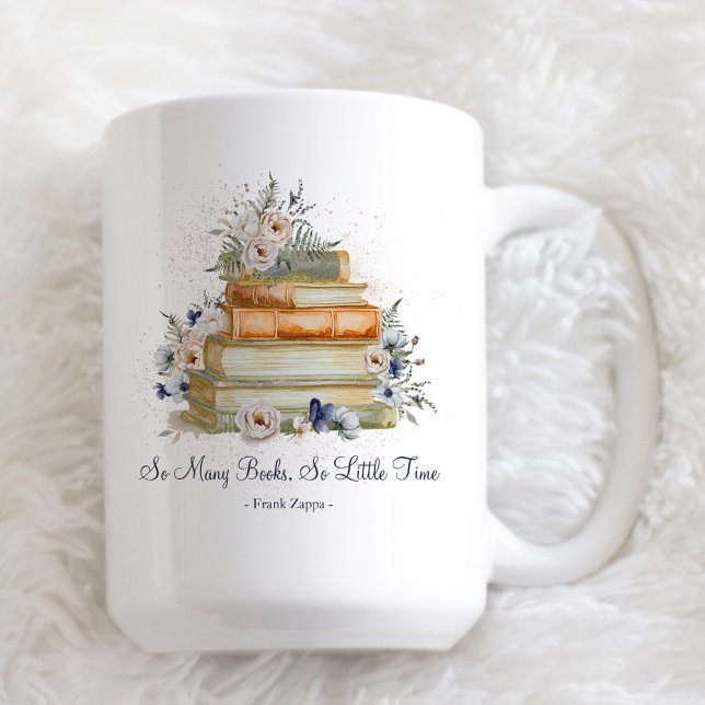 Taza De Café Libros de citas personalizados Flores azules de co (Subido por el creador)