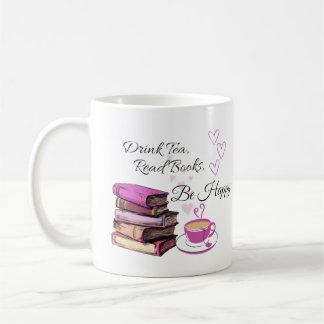 Taza De Café Libros de lectura de té para beber ¡Sé feliz, tazó