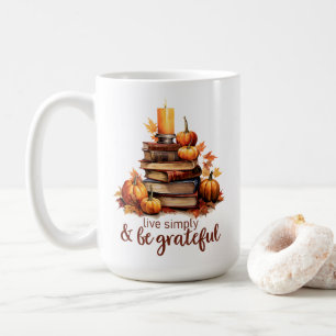 Taza De Café Libros de otoño, luz de velas y comodidad