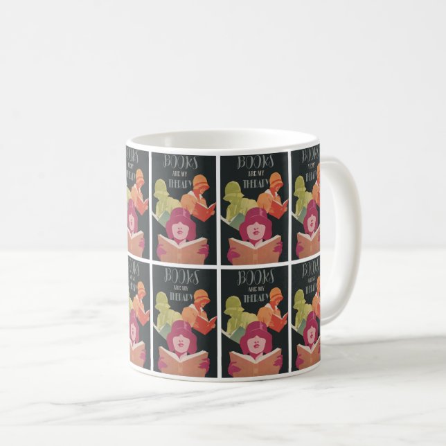 Taza De Café Libros de pósters de época y mujeres (Anverso derecho)