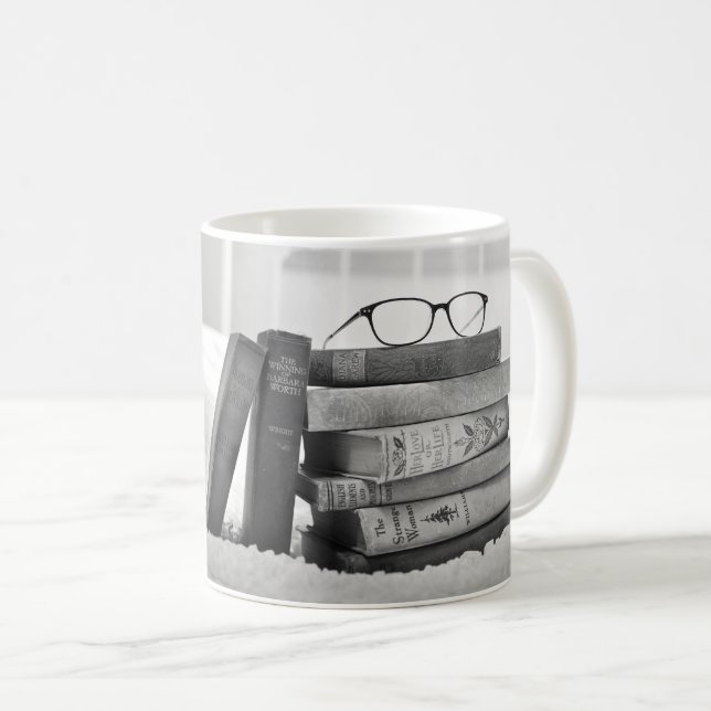 Taza De Café Libros de tiempo de estudio/Nap en blanco y negro (Anverso derecho)