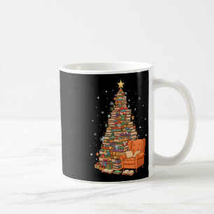 Taza De Café Libros divertidos de Navidad Árbol Amante de los l