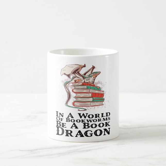 Taza De Café Libros - En Un Mundo De Librerías Sea Un Dragón De (Centro)