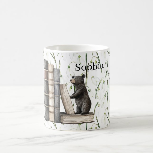Taza De Café Libros Florales de Oso (Centro)