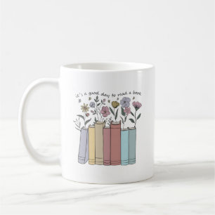 Taza De Café Libros Florales Estéticos Es Un Buen Día Para Leer