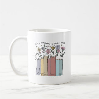 Taza De Café Libros Florales Estéticos Es Un Buen Día Para Leer