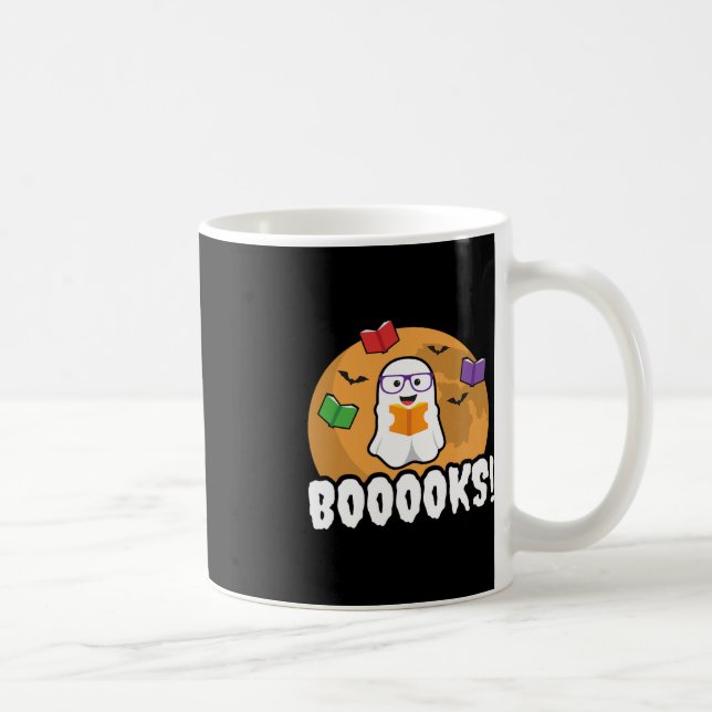 Taza De Café Libros Ghost Boo Leer libros Biblioteca Regalo Div (Derecha)