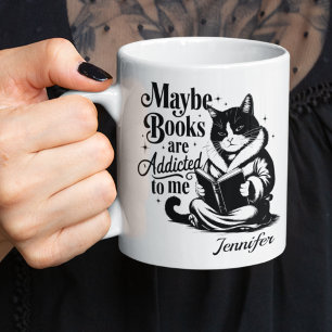 Taza De Café Libros personalizados quizás están adictos a mí