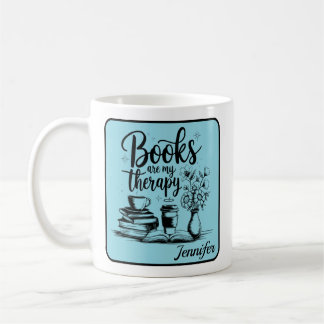 Taza De Café Libros Personalizados Son Mi Terapia Amantes de lo
