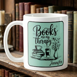 Taza De Café Libros Personalizados Son Mi Terapia Bookworms Min