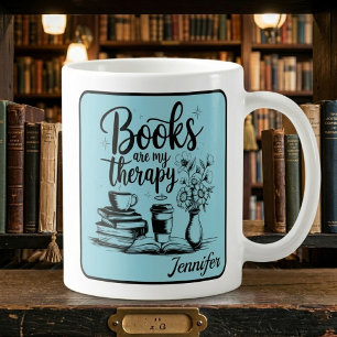 Taza De Café Libros Personalizados Son Mi Terapia Gusarapos Azu