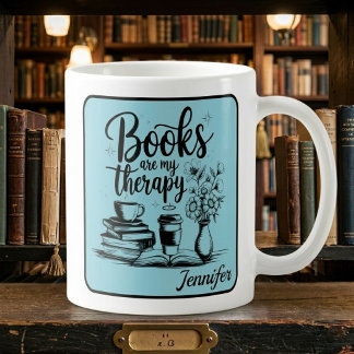 Taza De Café Libros Personalizados Son Mi Terapia Gusarapos Azu