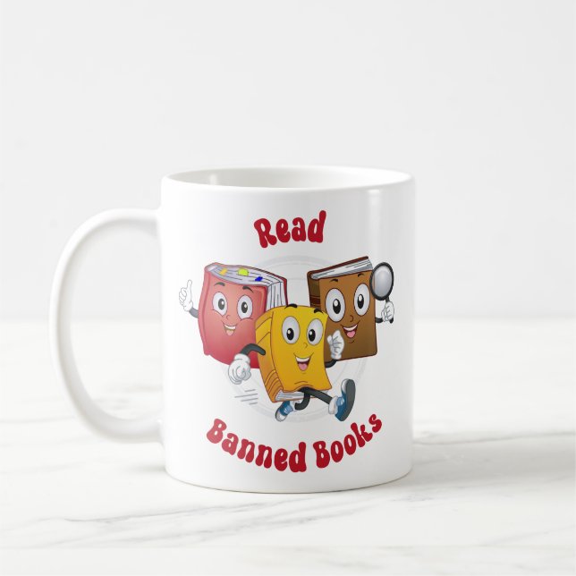 Taza De Café Libros Retro Cutos - Leer Libros Prohibidos (Izquierda)