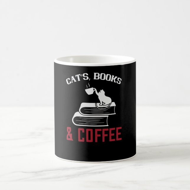 Taza De Café Libros y café para gatos (Centro)