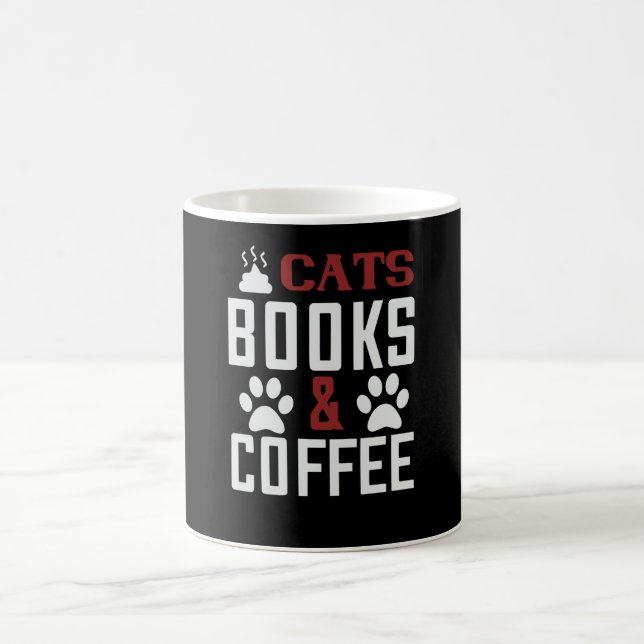 Taza De Café Libros y café para gatos v2 (Centro)