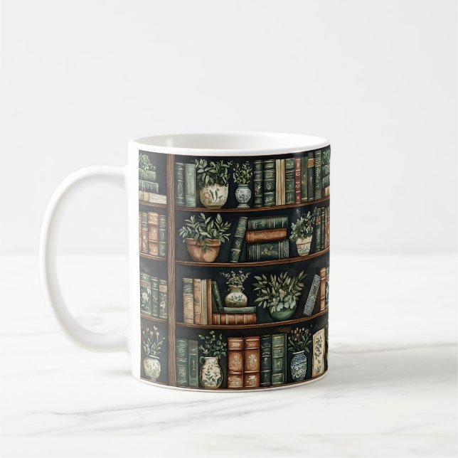 Taza De Café Libros y flores café Mug (Izquierda)