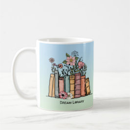 Taza De Café Libros y flores silvestres personalizan biblioteca