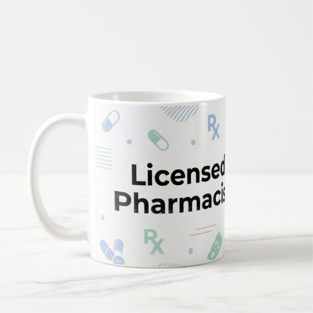 Taza De Café Licensed Pharmacist Personalized Mug | Modern ID B (Izquierda)