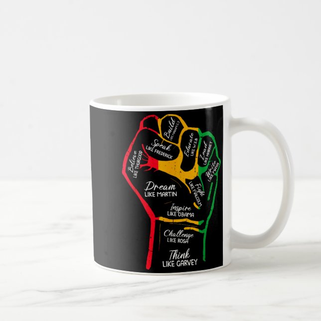 Taza De Café Líderes Negros Inspiradores Puño Poderoso Mano Mes (Derecha)