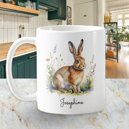 Taza De Café Liebre acuarela Personalizado Fauna Campestre