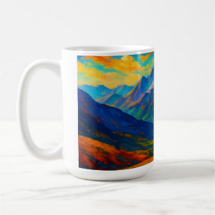 Taza De Café Lienzo de acuarela del bosque esmeralda