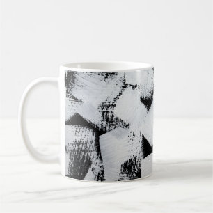 Taza De Café Lienzo pintado abstracto blanco negro.