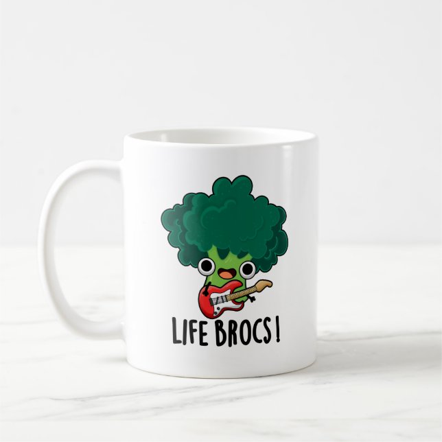 Taza De Café Life Brocs Funny Veggie Broccoli Pun (Izquierda)