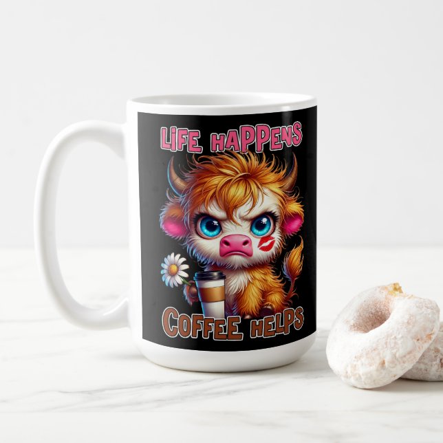 Taza De Café Life Happens Coffee Helps  (Con donut)