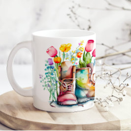 Taza De Café Life Is Better In The Garden Floral Boots