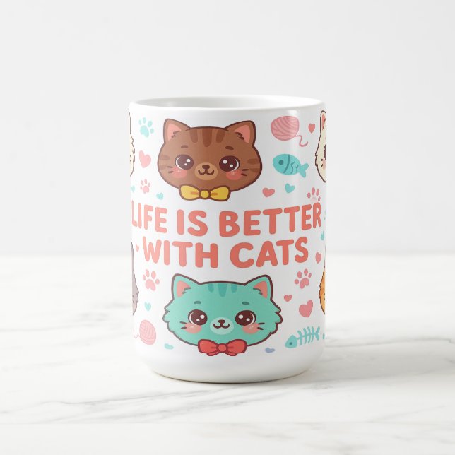 Taza De Café Life is Better With Cats - Cat Lovers Gift (Centro)