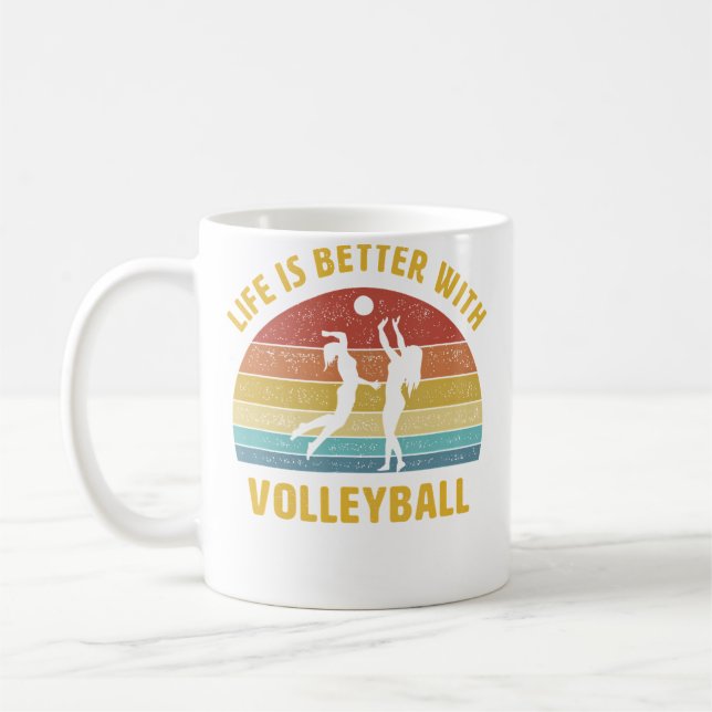 Taza De Café Life Is Better With Volleyball Saying Volleyball T (Izquierda)