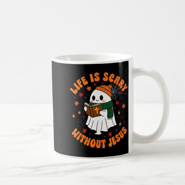 Taza De Café Life Is Y Without Jesus - Christian Halloween  (Derecha)