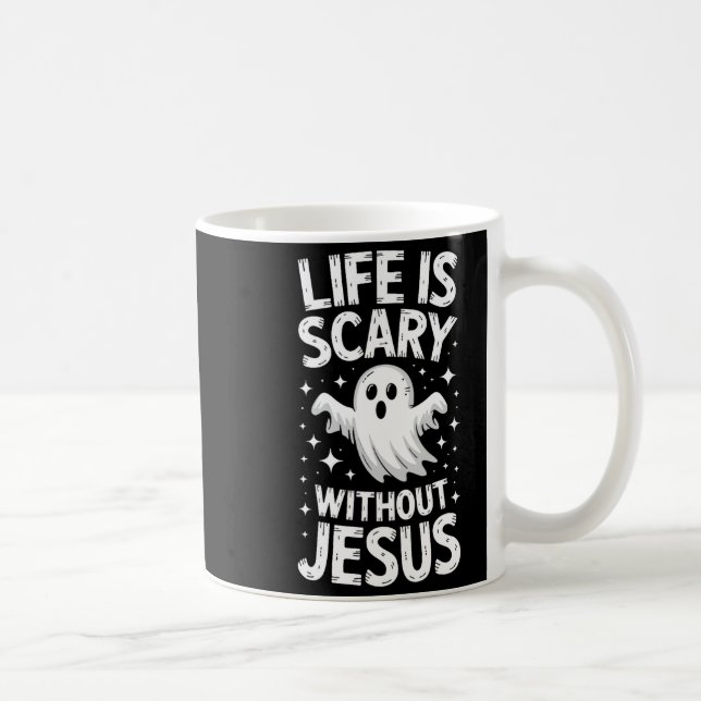 Taza De Café Life Is Y Without Jesus Shirt Christian Halloween  (Derecha)