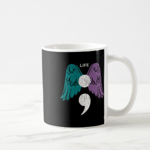 Taza De Café Life Semicolon Wings Suicidio Conciencia Mental Sa