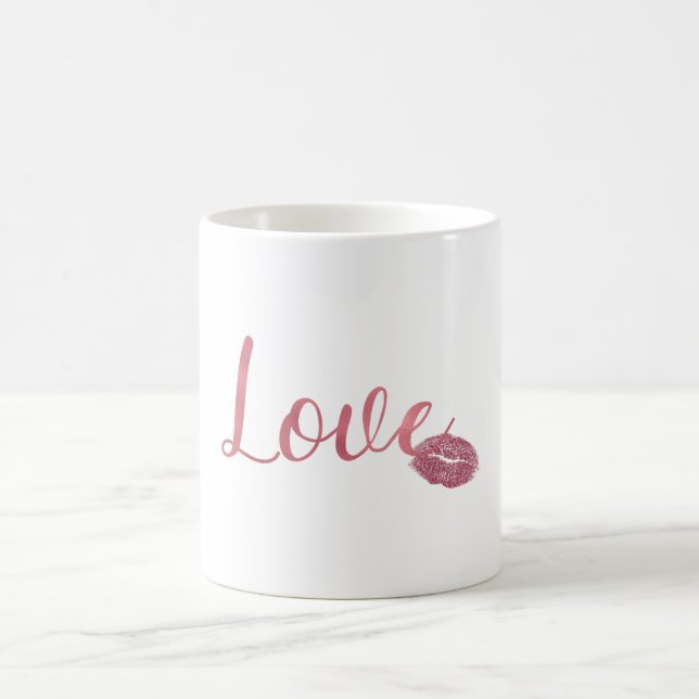 Taza De Café Ligados Purpurinas de amor rosado (Centro)