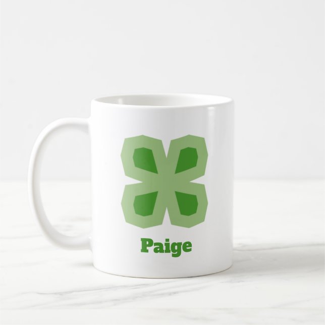 Taza De Café Light Green Stylized Lucky 4-Leaf Clover (Izquierda)