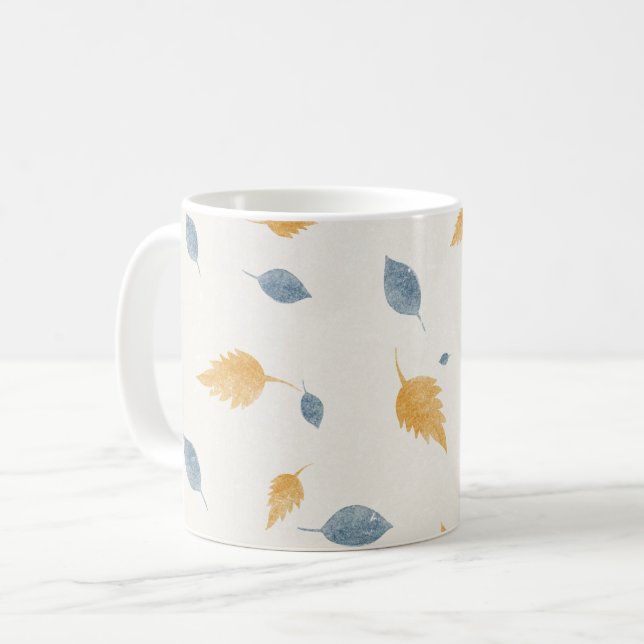 Taza De Café Light Pastel Minimalist Autumn Leaves Pattern (Anverso izquierdo)