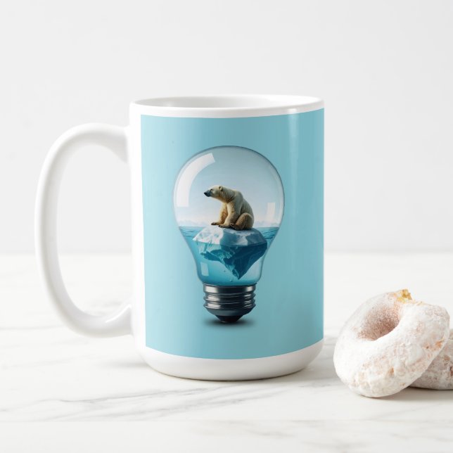 Taza De Café Lightbulb Iceberg - Polar Bear in a Lightbulb (Con donut)