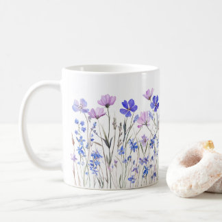 Taza De Café Lila Aquarell Blumenwiese Keramiktasse