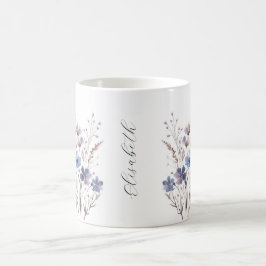 Taza De Café Lila Aquarell Wildblumen Tasse mit Namen