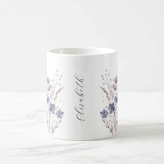 Taza De Café Lila Aquarell Wildblumen Tasse mit Namen (Centro)