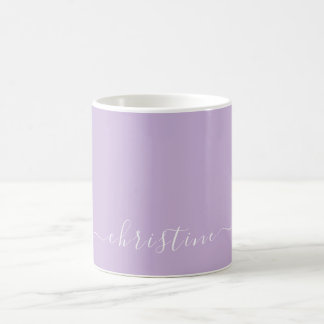 Taza De Café Lila Brillante Malva Blanco Minimalista Nombre 015