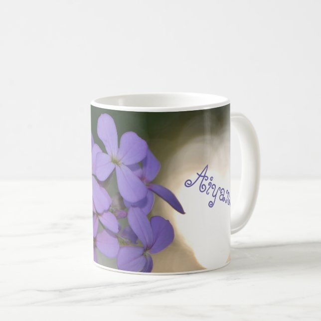Taza De Café Lila flores con nombre (Anverso derecho)