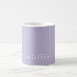 Taza De Café Lila Lavanda C123 y Minimalista Nombre Personaliza