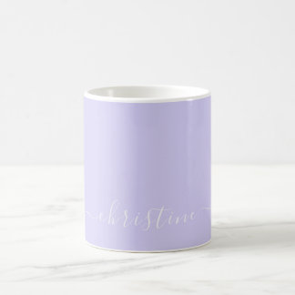 Taza De Café Lila Lavanda y Blanco Minimalista Nombre Personali