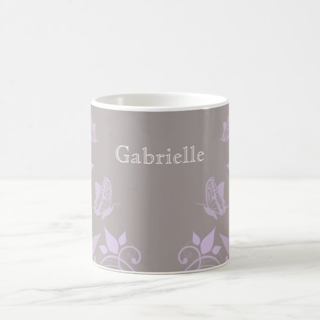 Taza De Café Lilac Butterfly Floral Mug (Centro)