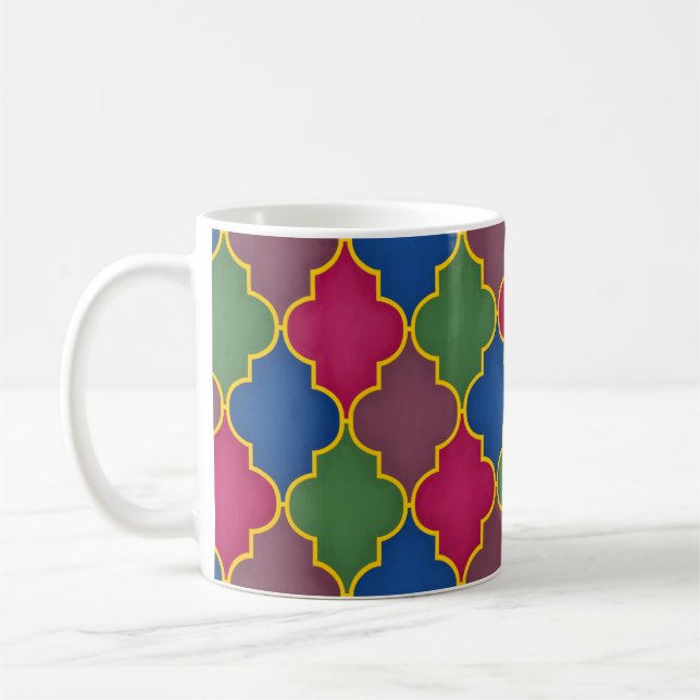 Taza De Café Lilac Moroccan Tile Bohemian (Izquierda)